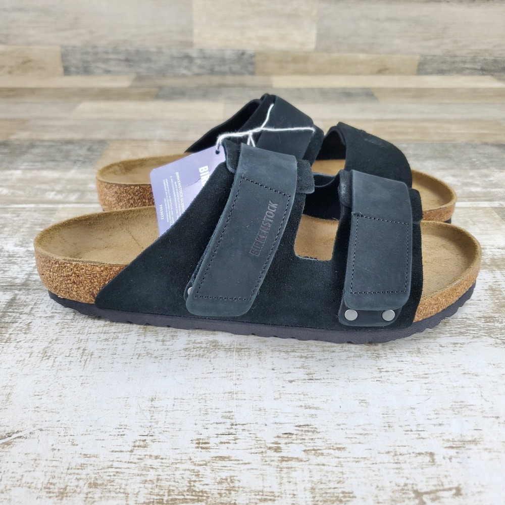 Birkenstock Uji Sandals Mens 9 / Womens 11 Black Suede Leather Nubuck Slip On